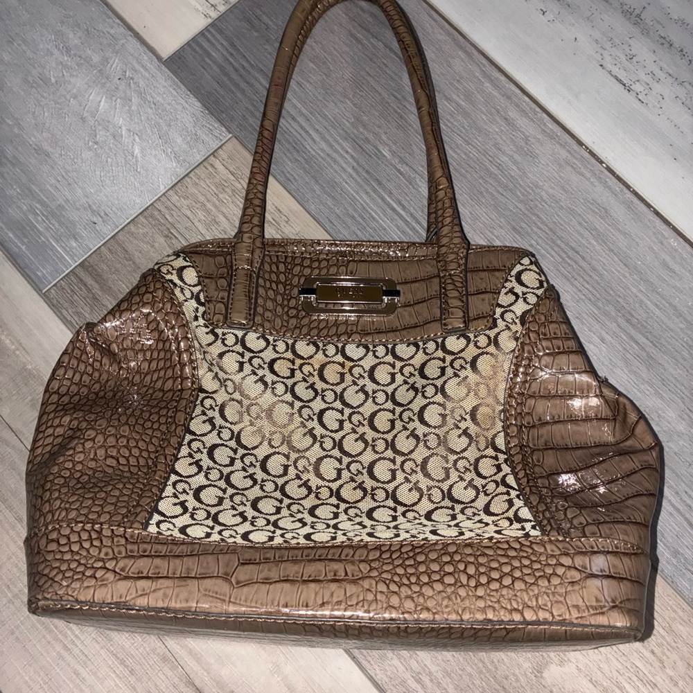 G by Guess Brown and Cream Shoulder Bag